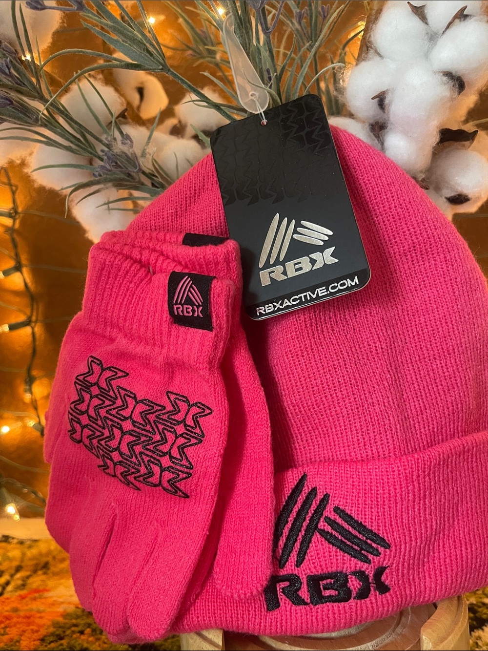 RBX Kids Pink Beanie and Glove Set
